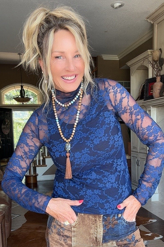 Twilight Bloom Mesh Blouse