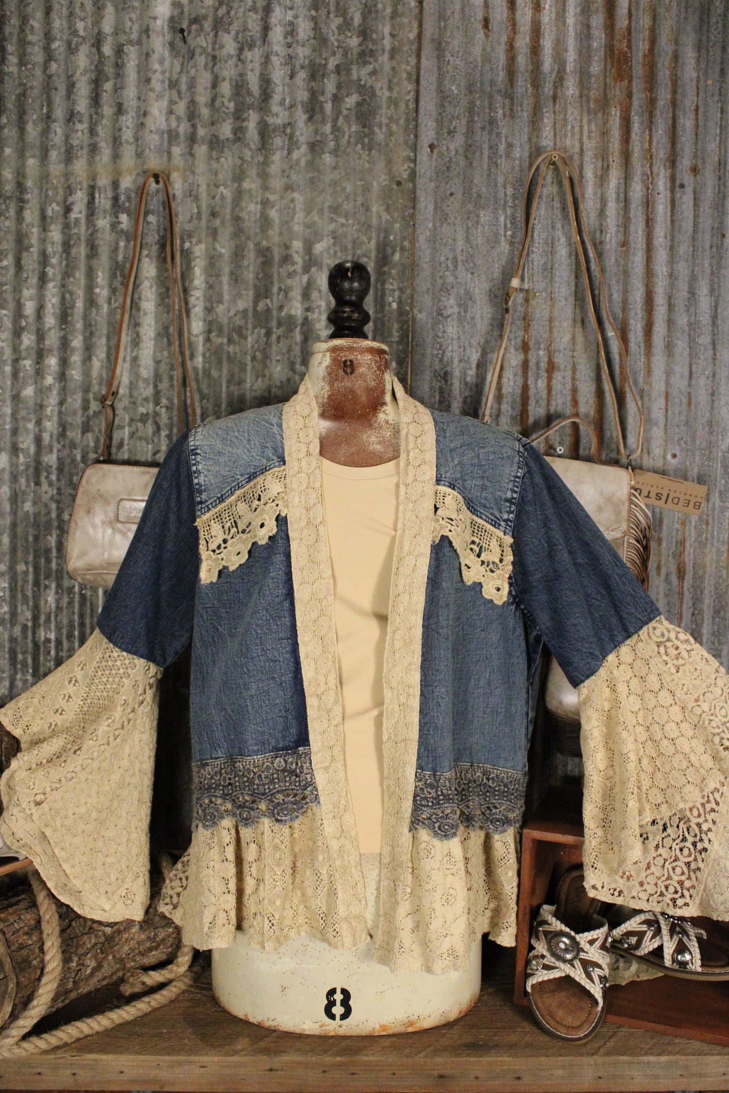 Sagebrush Lace And Denim Kimono