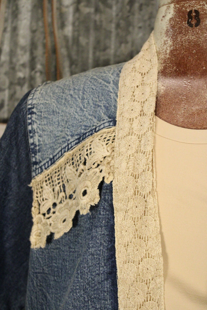 Sagebrush Lace And Denim Kimono