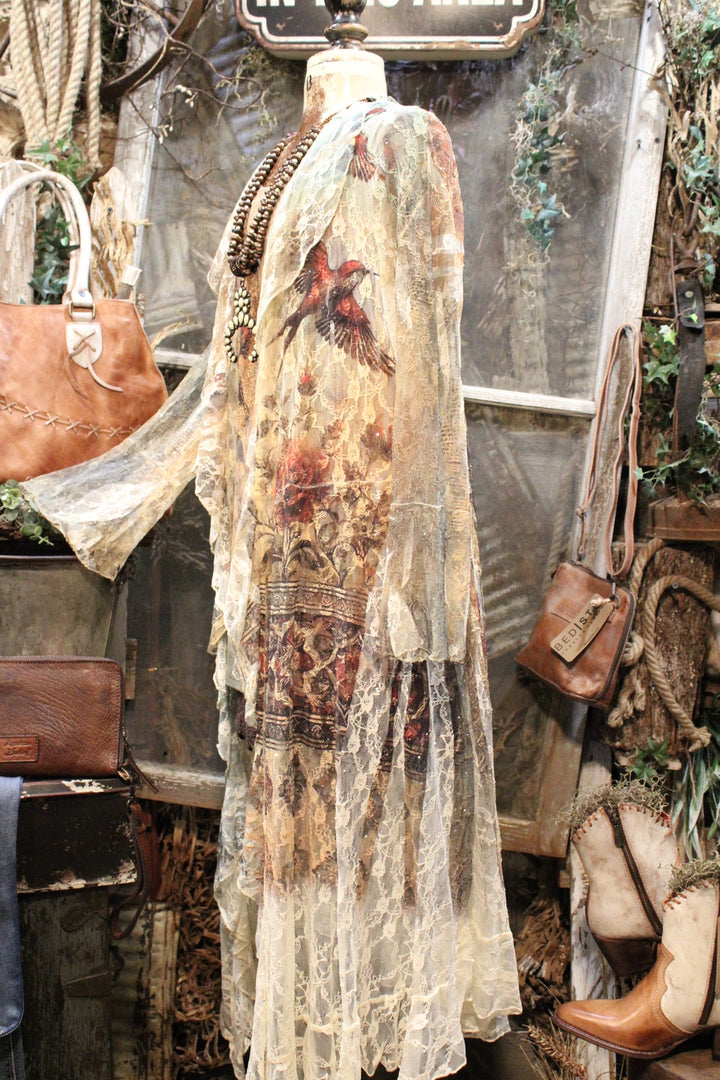 Fancy That Vintage Bird Beige Cardigan