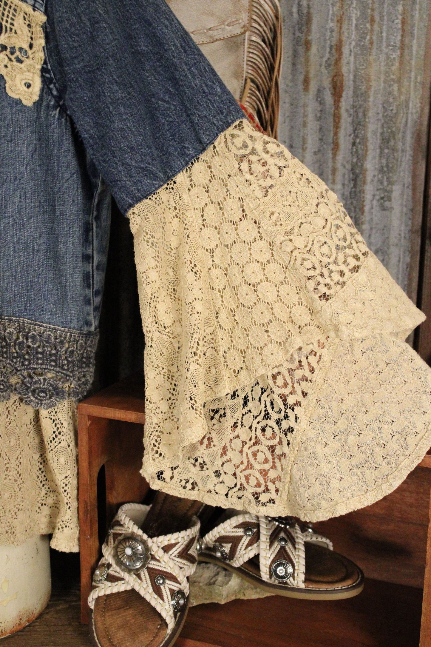 Sagebrush Lace And Denim Kimono