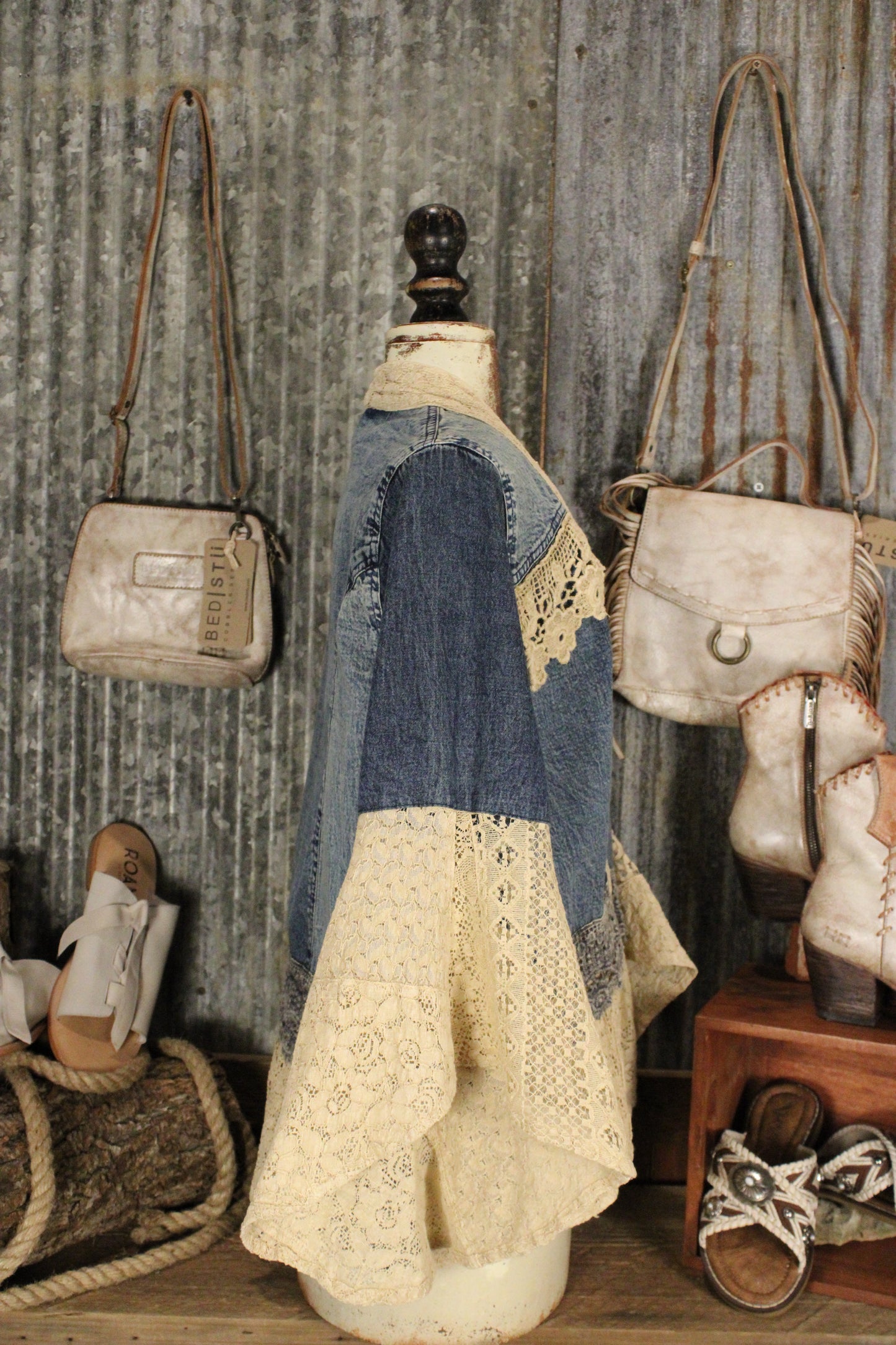 Sagebrush Lace And Denim Kimono