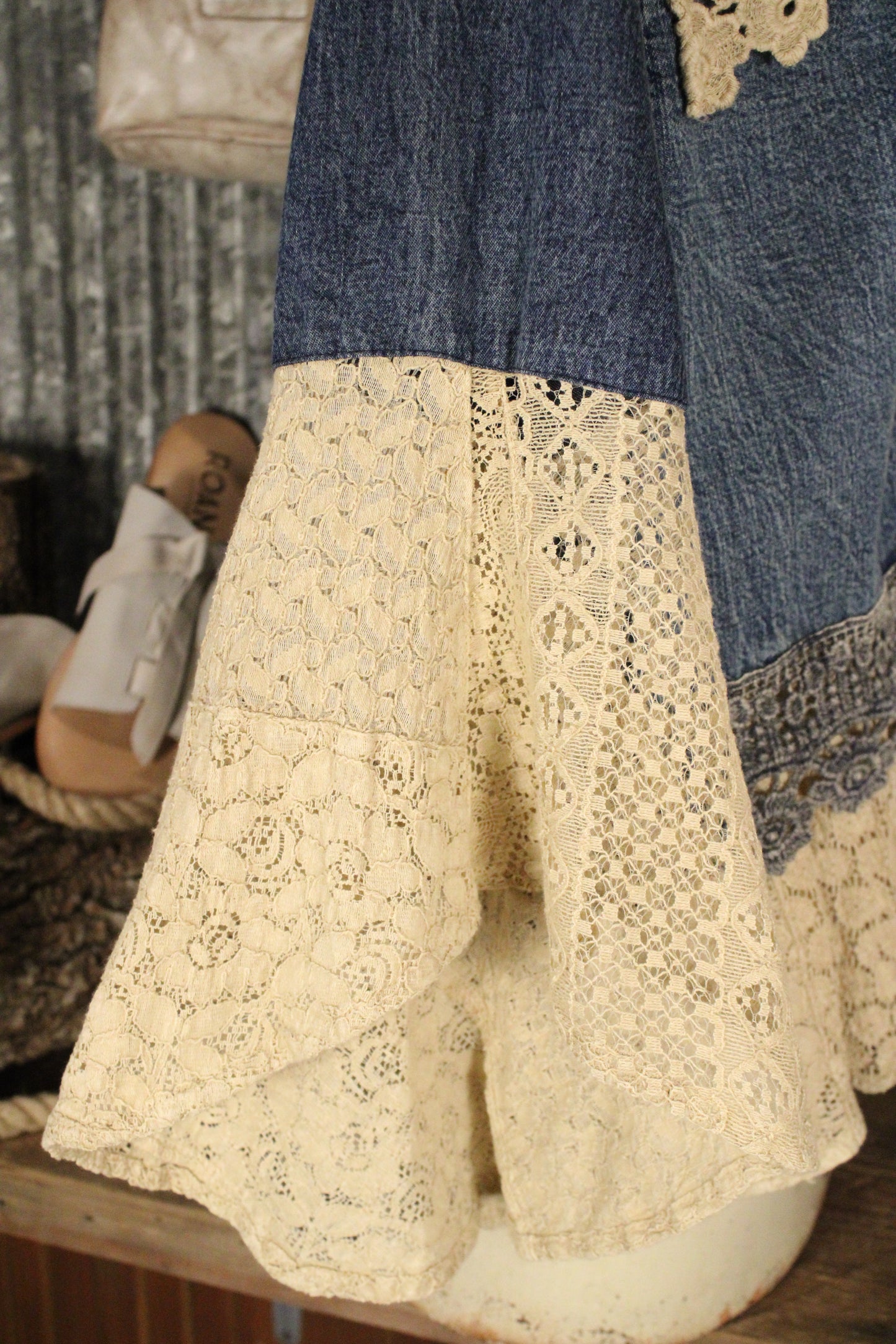 Sagebrush Lace And Denim Kimono