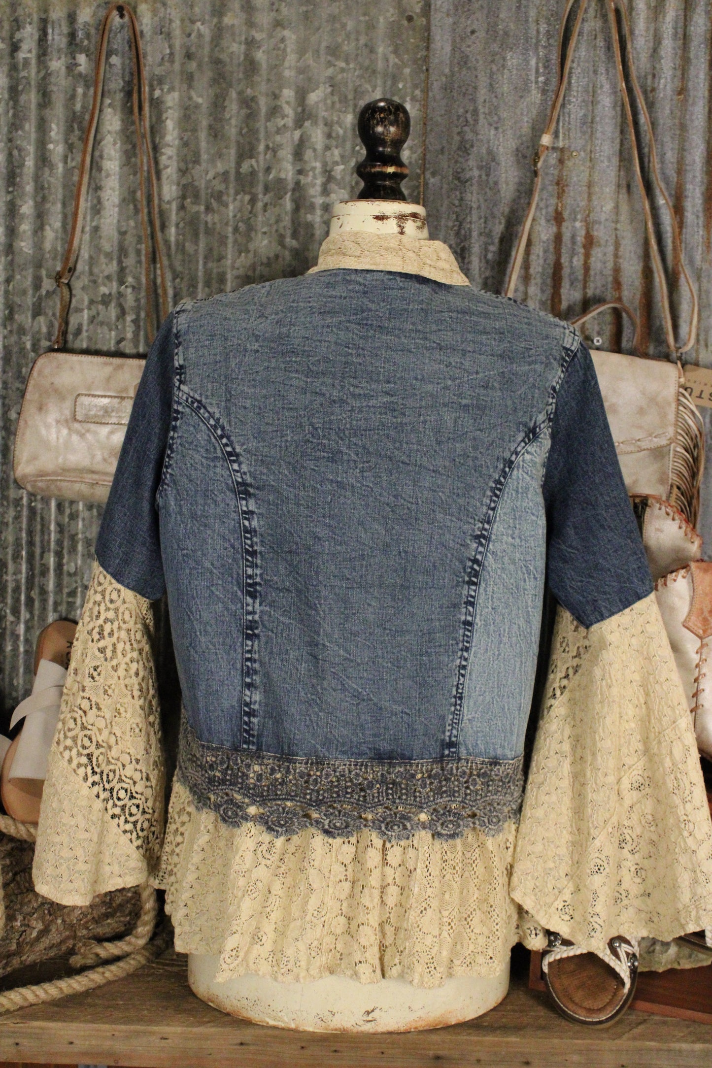Sagebrush Lace And Denim Kimono
