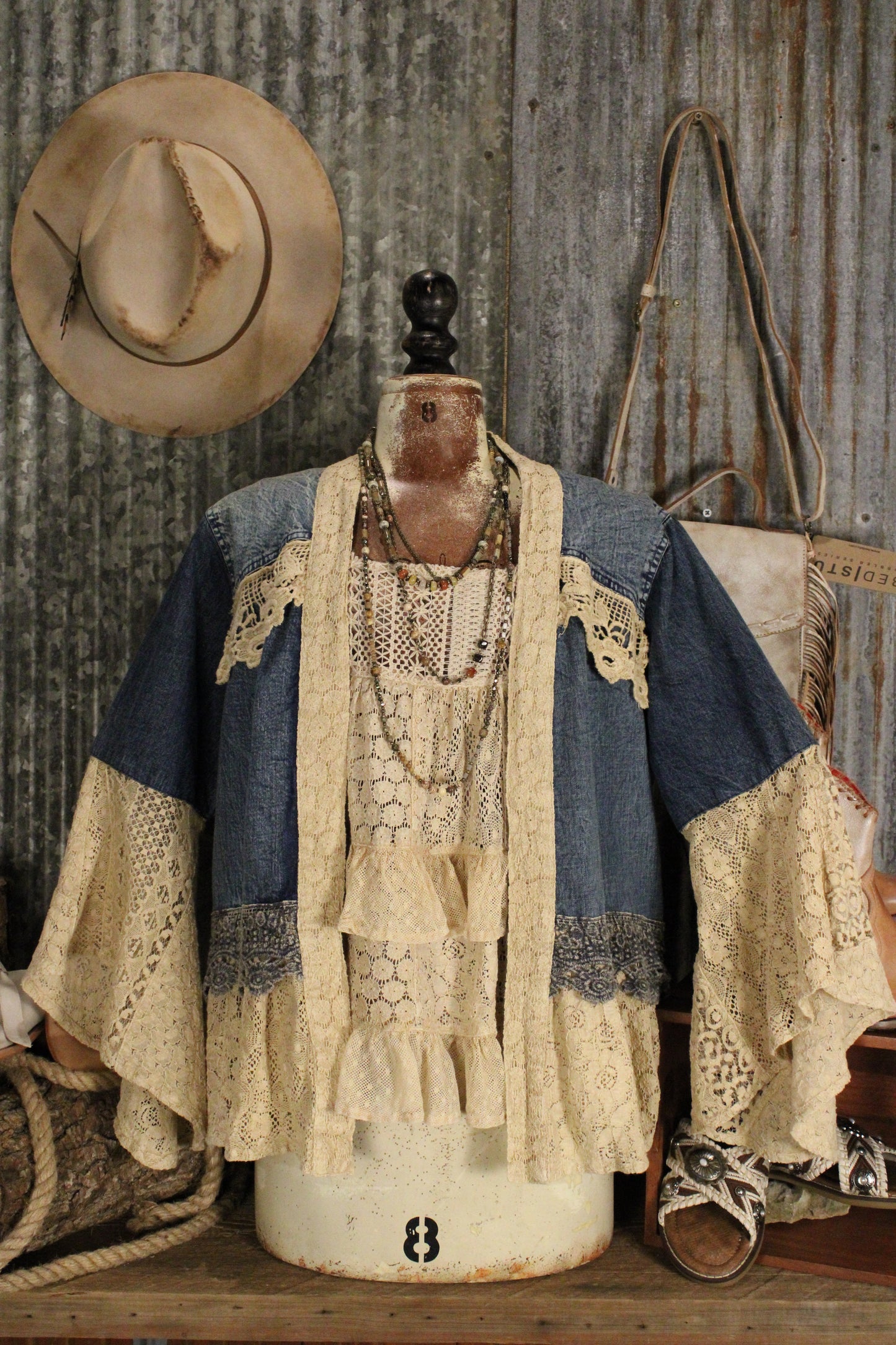 Sagebrush Lace And Denim Kimono