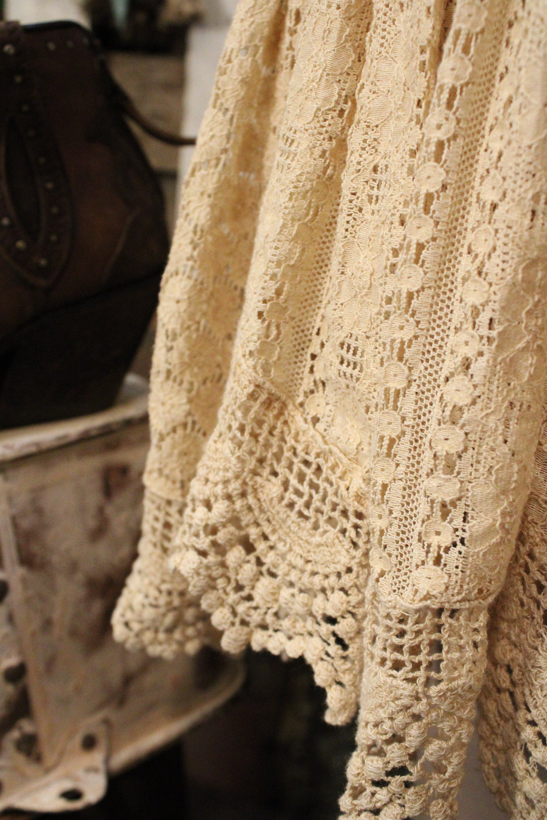 Heirloom Lace Latte Ruffle Mini Skirt