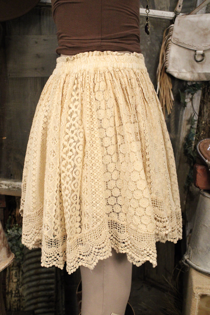 Heirloom Lace Latte Ruffle Mini Skirt