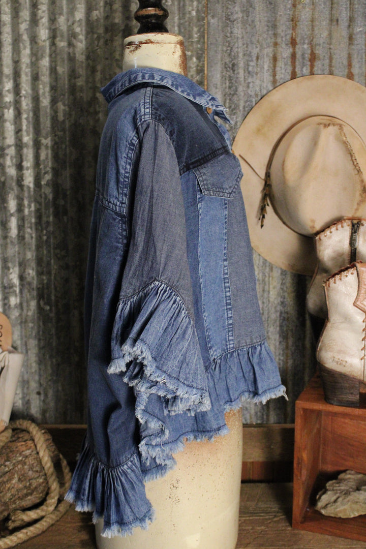 Sweetwater Ruffle Denim Blouse