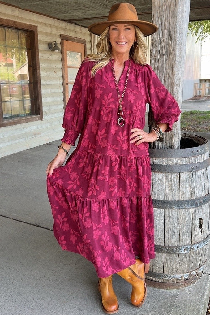 Autumn Wine Floral Dress