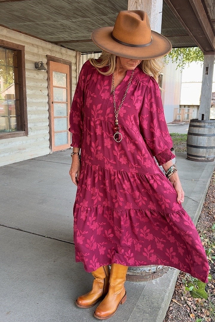 Autumn Wine Floral Dress