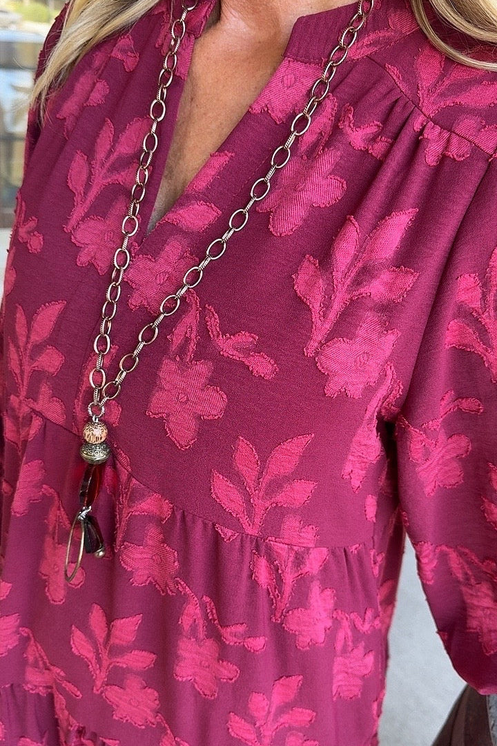 Autumn Wine Floral Dress