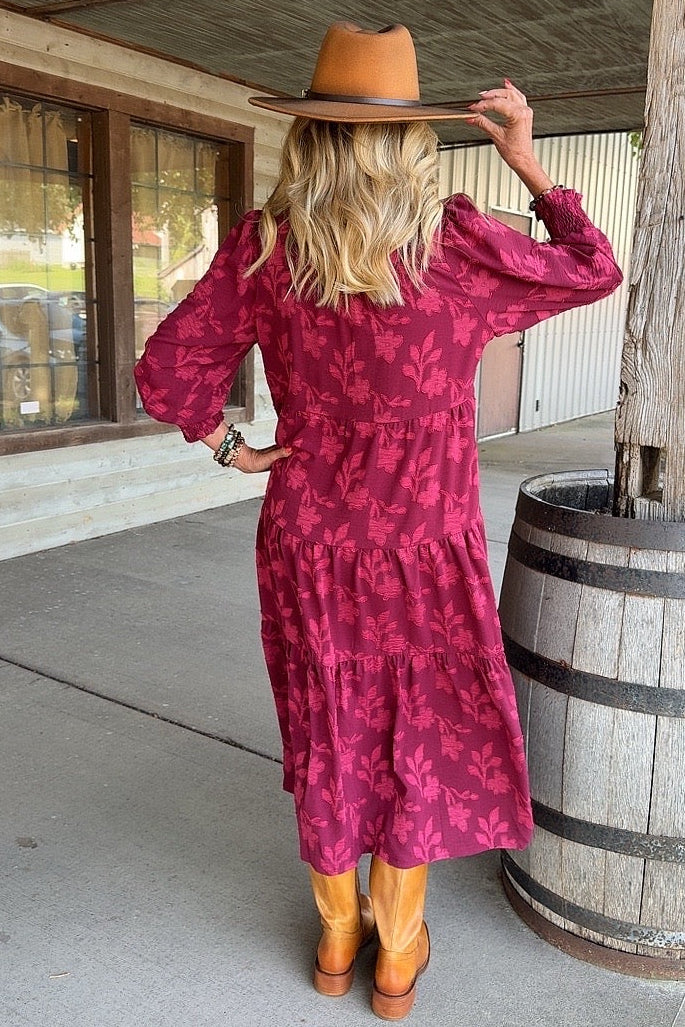 Autumn Wine Floral Dress