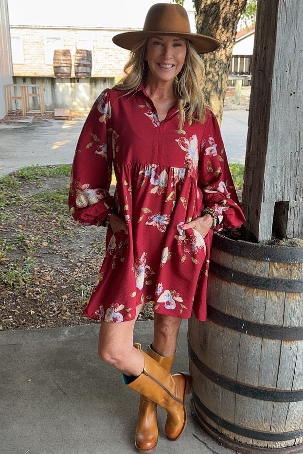Rustic Rosewood Floral Dress