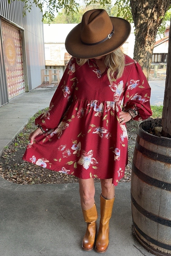Rustic Rosewood Floral Dress