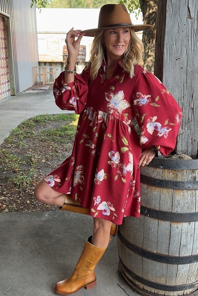 Rustic Rosewood Floral Dress