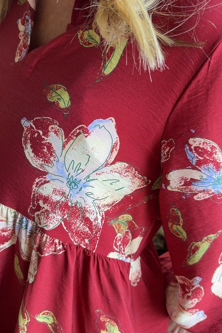 Rustic Rosewood Floral Dress