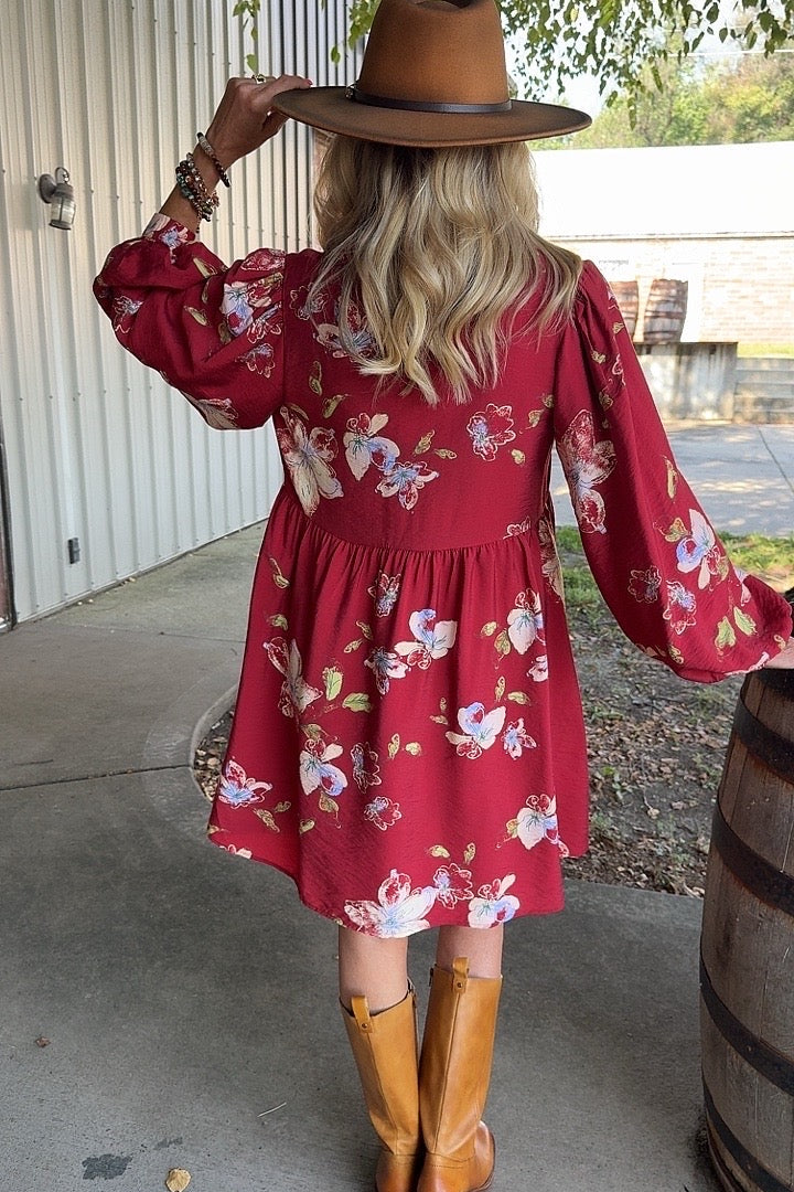 Rustic Rosewood Floral Dress