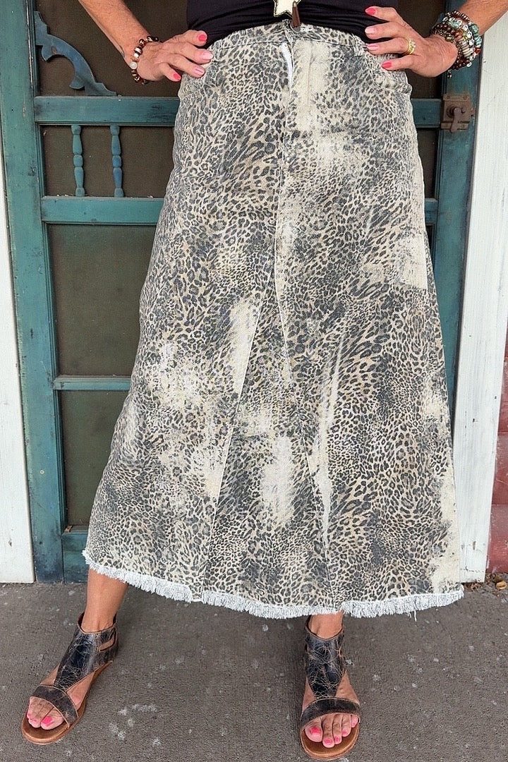 Leopard Lane Denim Skirt