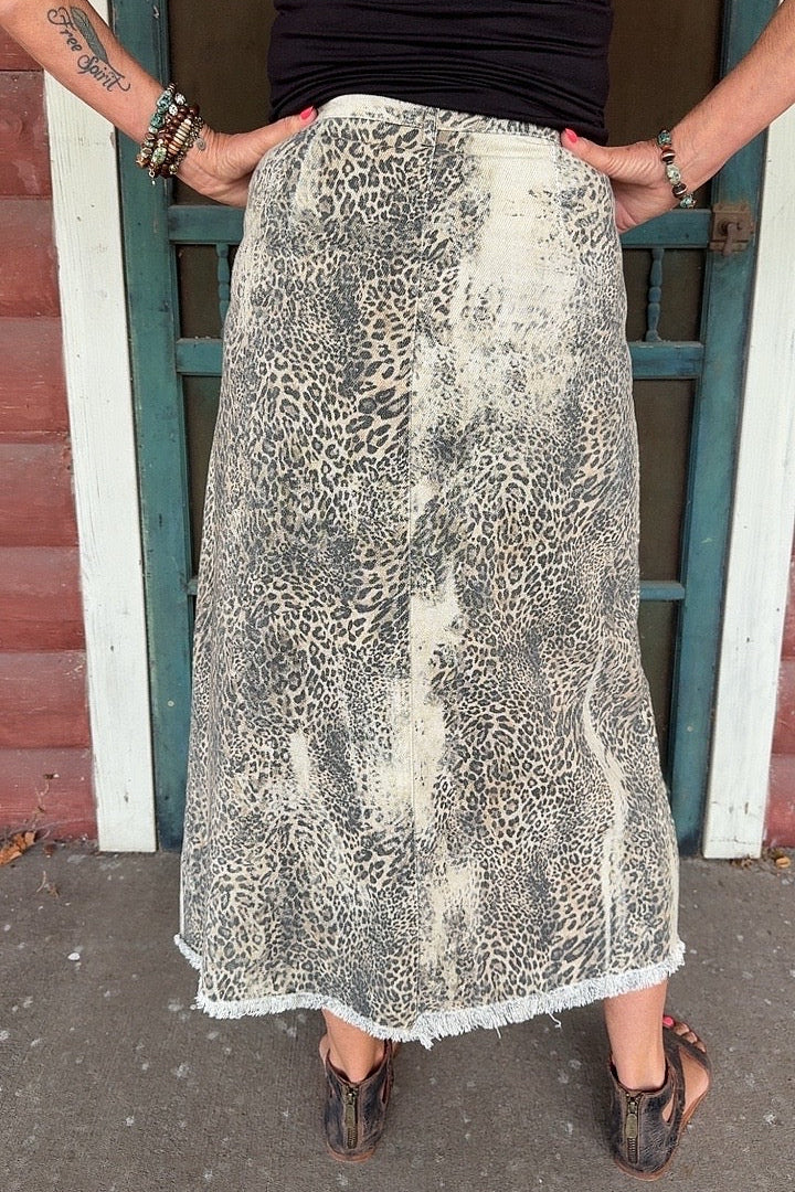 Leopard Lane Denim Skirt