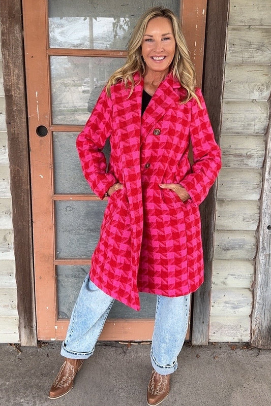 Ruby Romance Houndstooth Coat