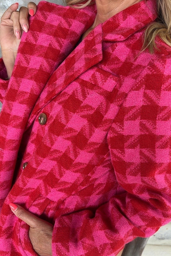 Ruby Romance Houndstooth Coat