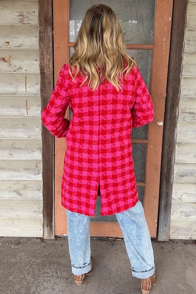 Ruby Romance Houndstooth Coat