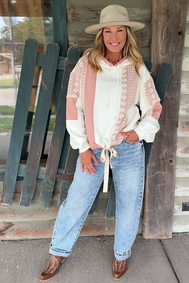 Blush Prairie Lace Hoodie