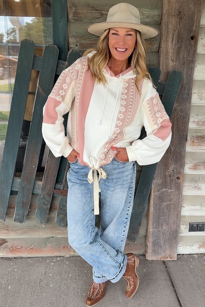 Blush Prairie Lace Hoodie