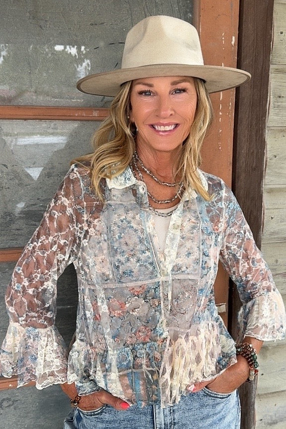 Beige Patch Taupe Lace Cardigan