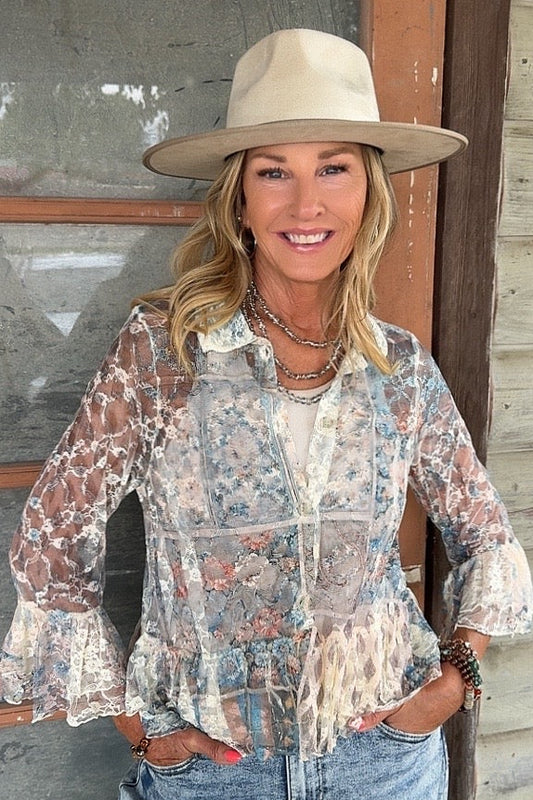 Beige Patch Taupe Lace Cardigan