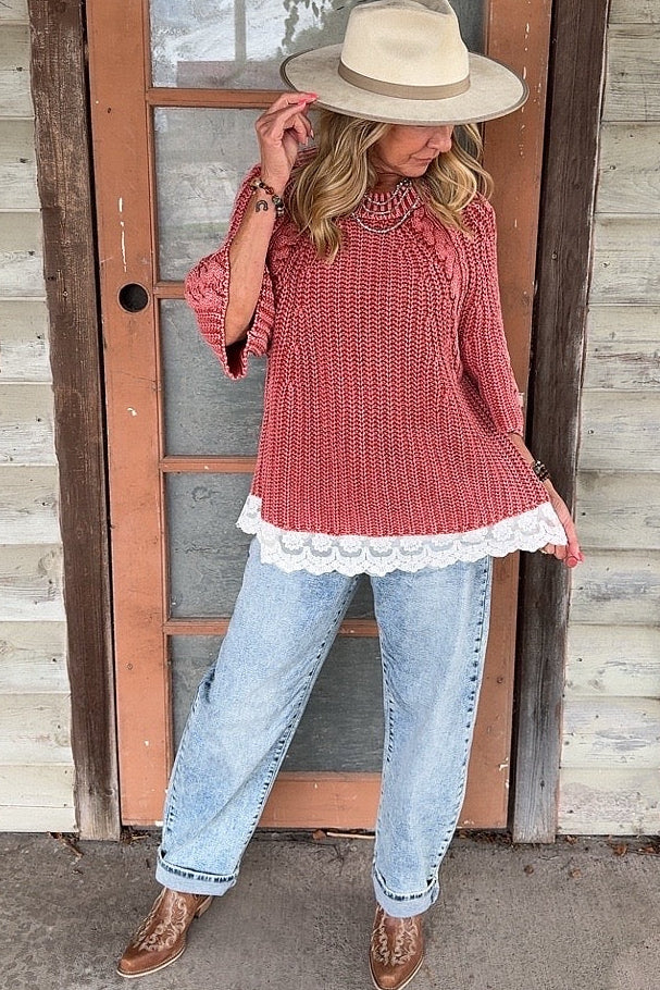 Vintage Blush Lace Sweater