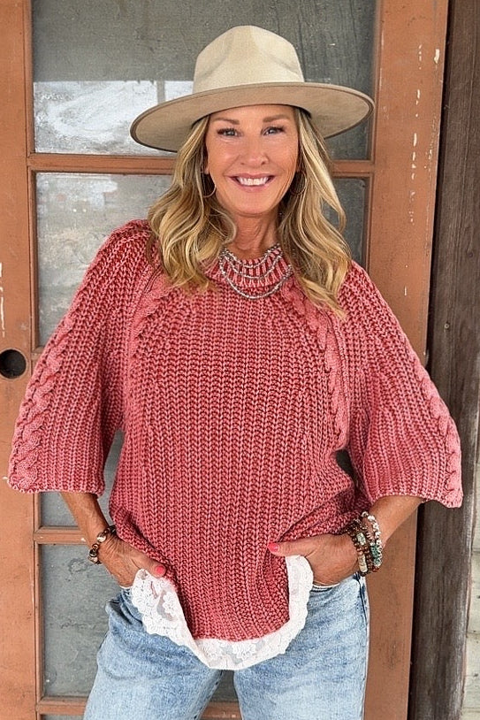 Vintage Blush Lace Sweater