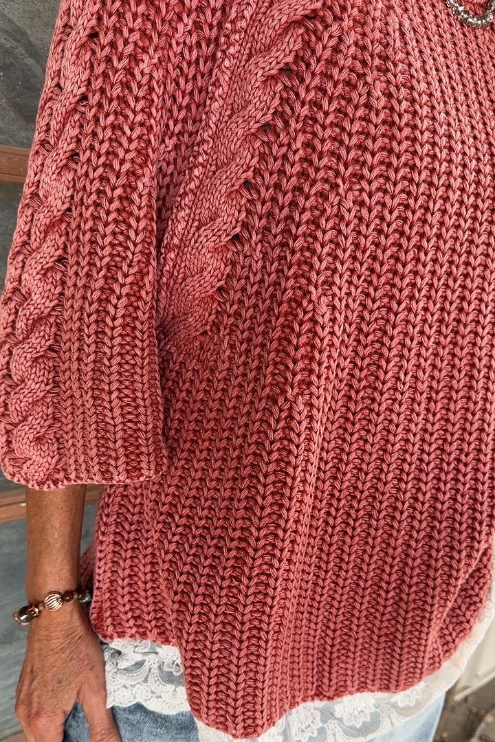 Vintage Blush Lace Sweater