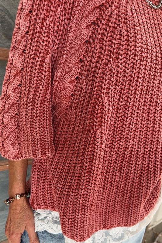 Vintage Blush Lace Sweater