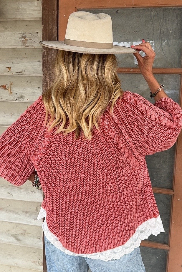 Vintage Blush Lace Sweater