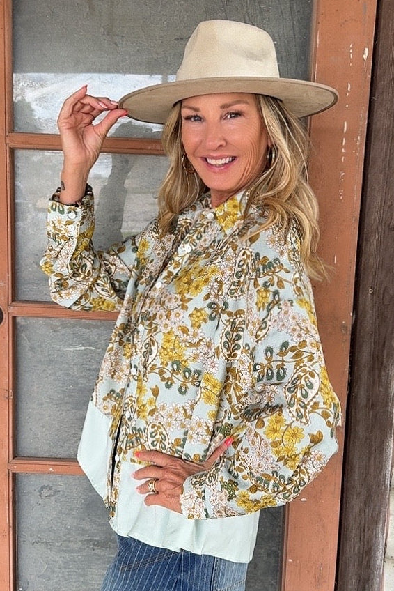 Golden Fern Floral Blouse