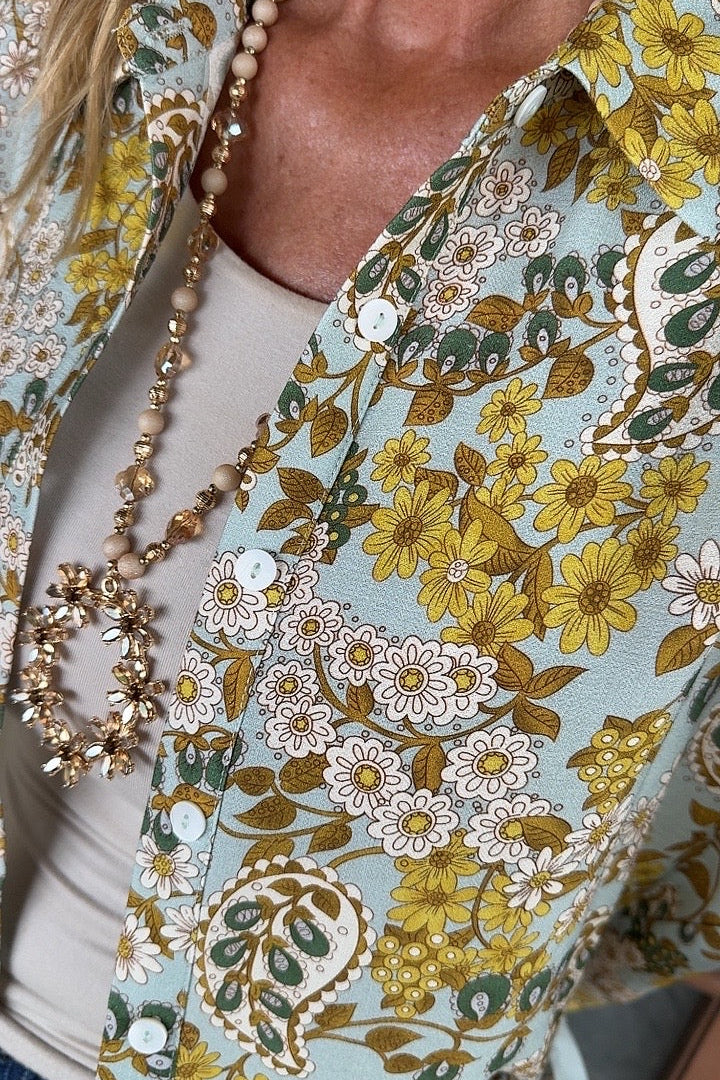 Golden Fern Floral Blouse