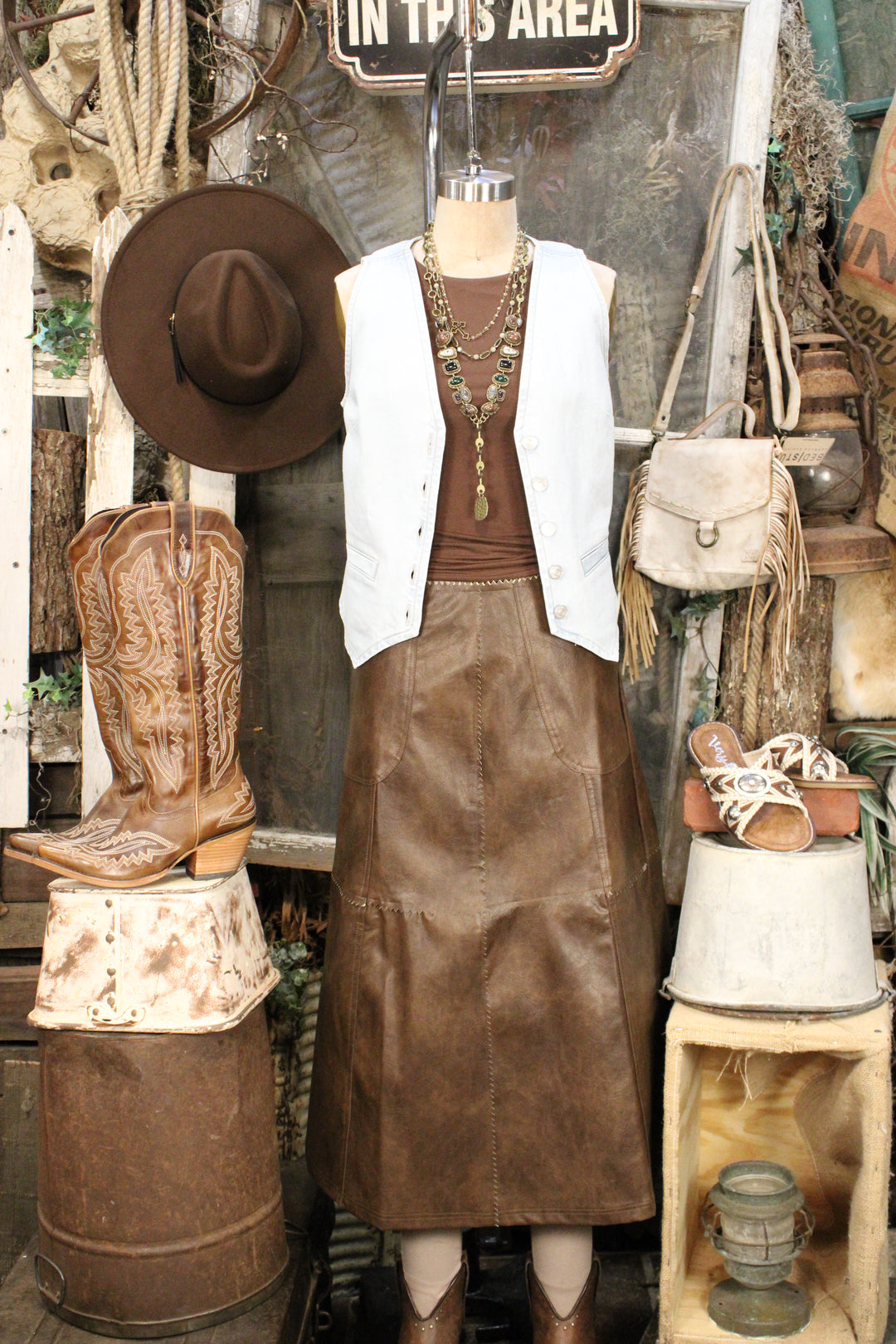Copper Canyon Faux Leather Skirt