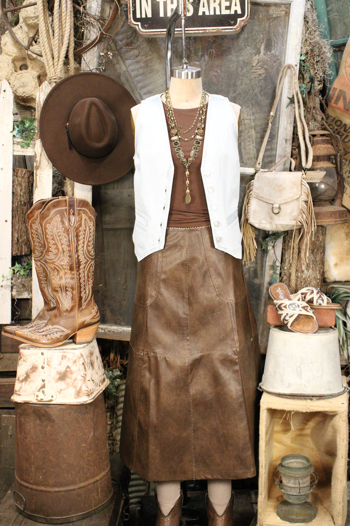 Copper Canyon Faux Leather Skirt