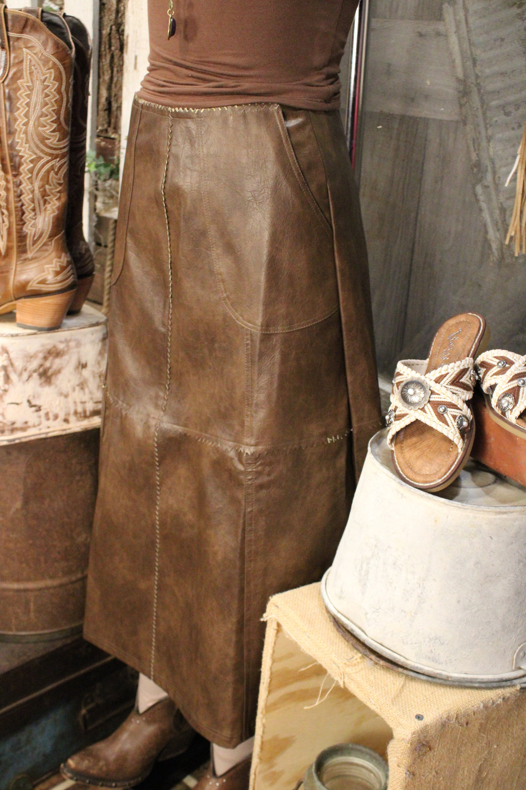 Copper Canyon Faux Leather Skirt
