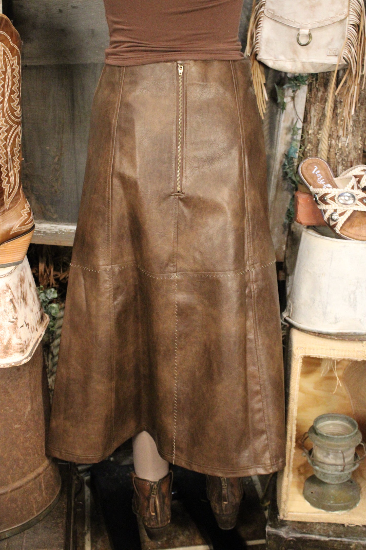 Copper Canyon Faux Leather Skirt