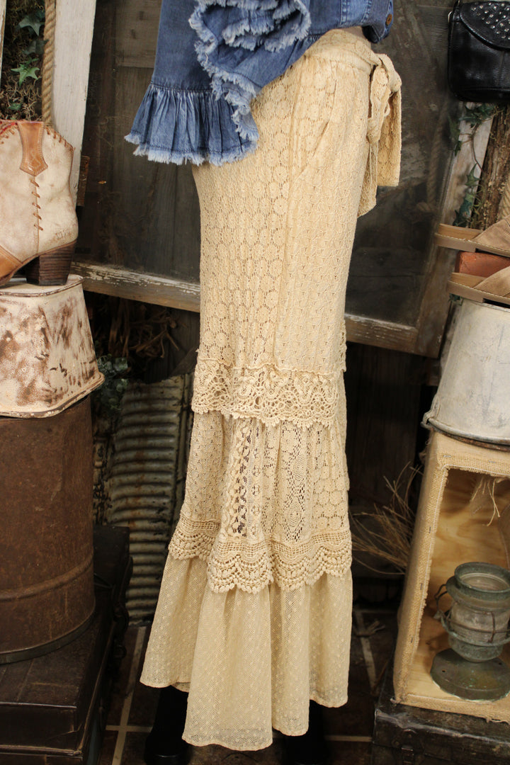 Heirloom Lace Latte Ruffle Pants