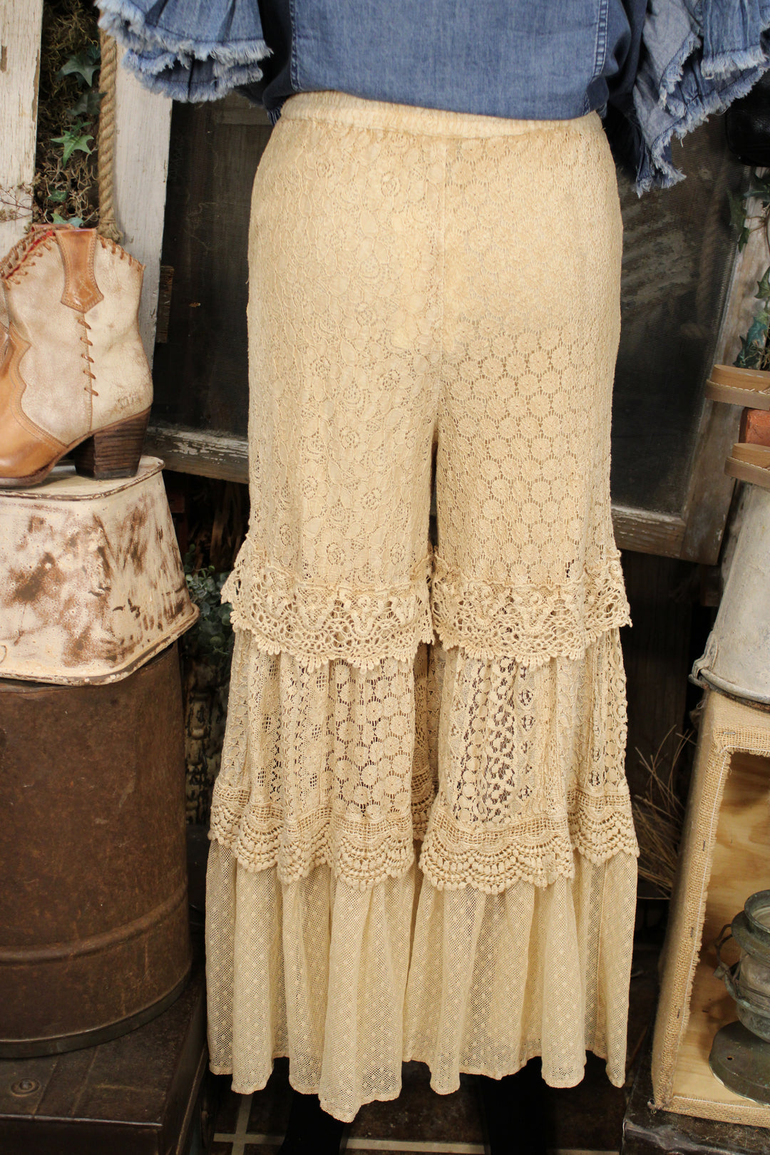 Heirloom Lace Latte Ruffle Pants