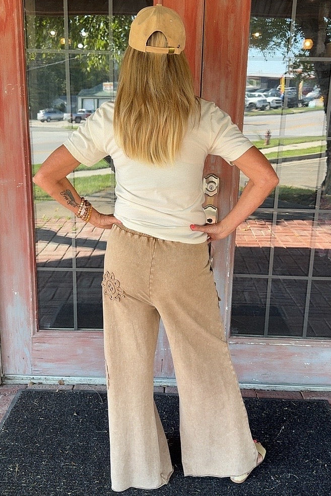 Mocha Cotton Crochet Pants