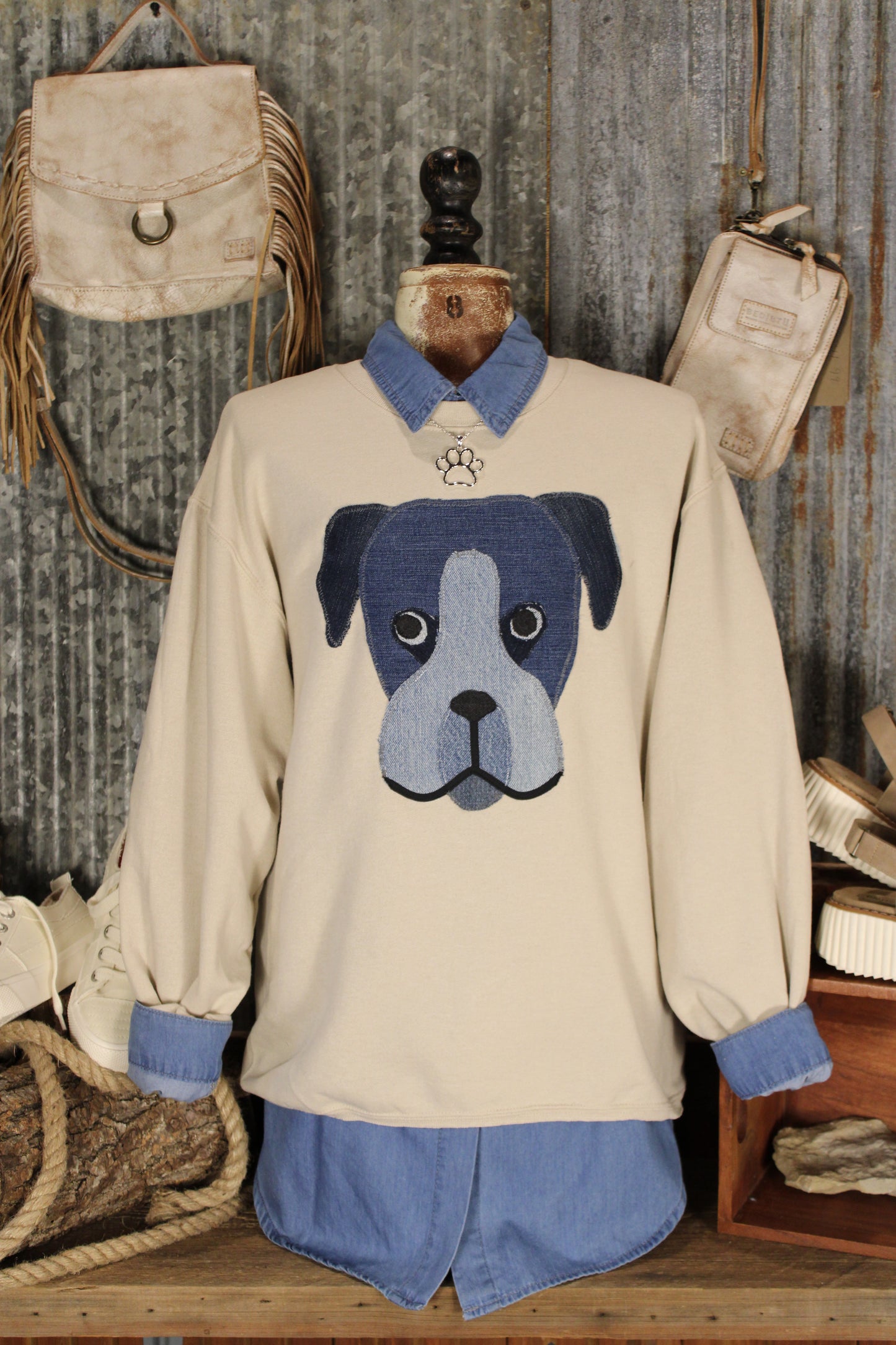 FGO Boxer Buddy Handmade Applique Sweatshirt