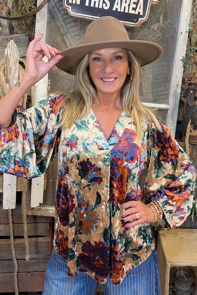 Prairie Bloom Champagne Blouse