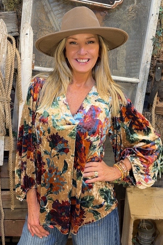 Prairie Bloom Champagne Blouse