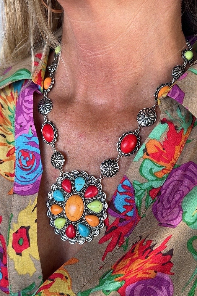 Color Burst Medallion Necklace