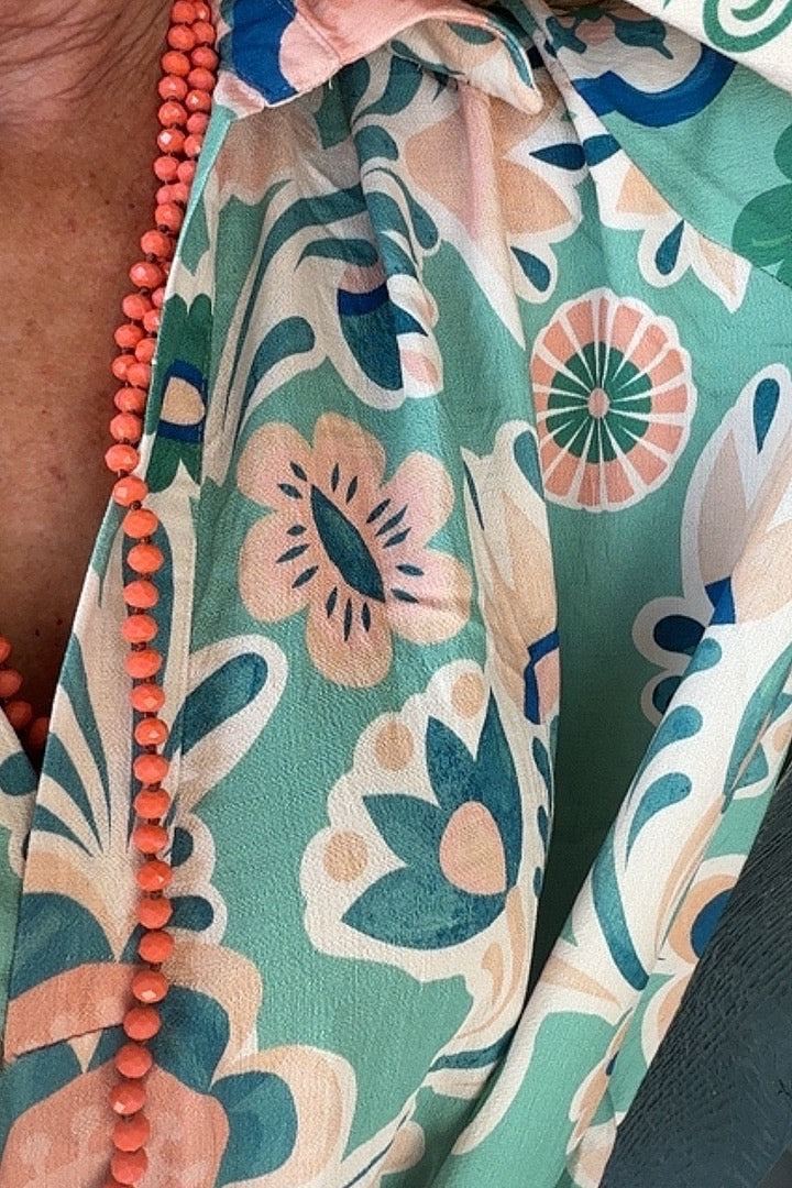 Radiant Teal Floral Blouse