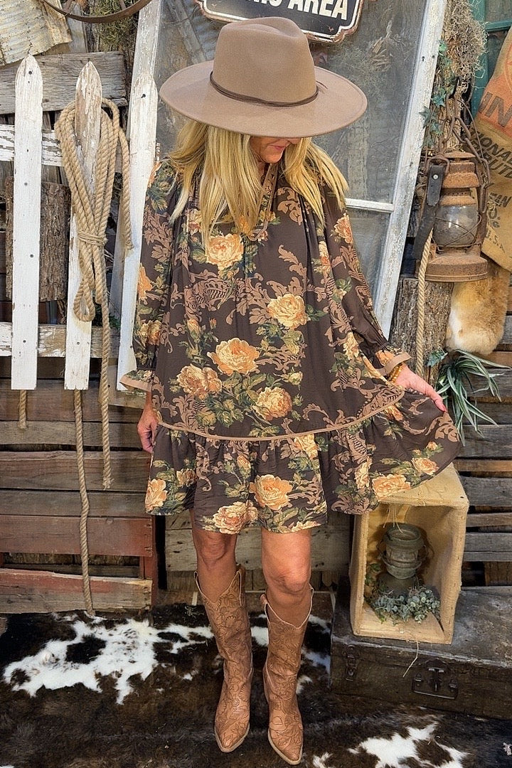 Autumn Shadow Floral Dress